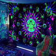 Skull Print Fluorescent Tapestry for Home Decor